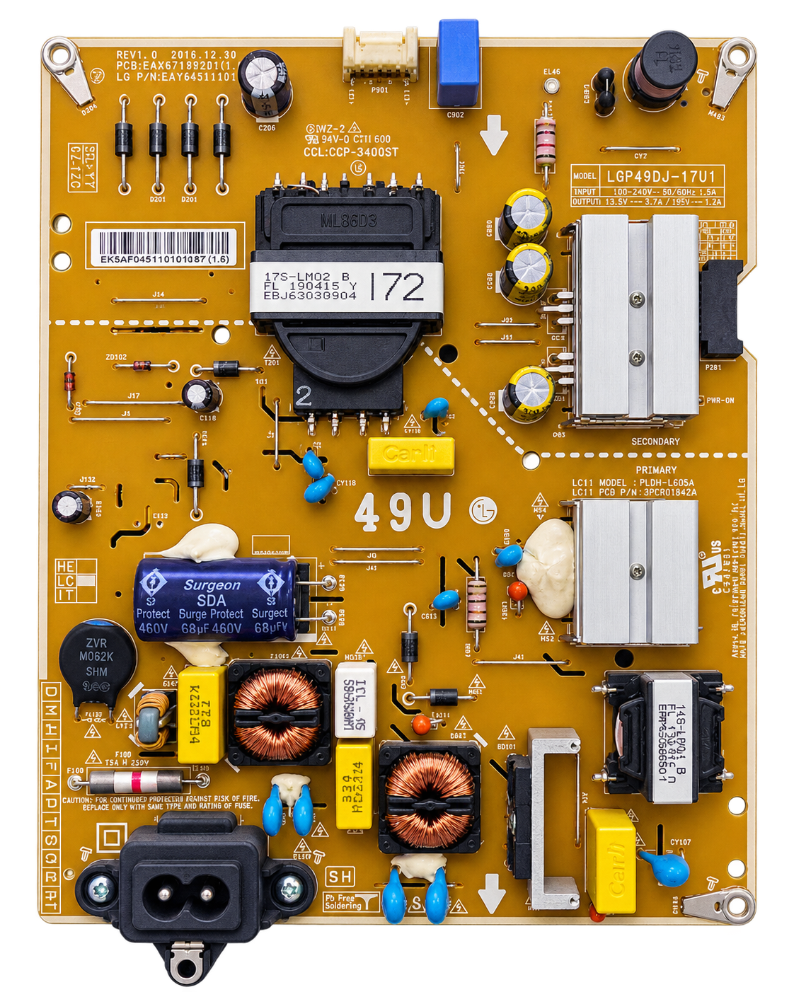 LG 49UK6470PLC EAX67189201 (1.6) besleme kartı